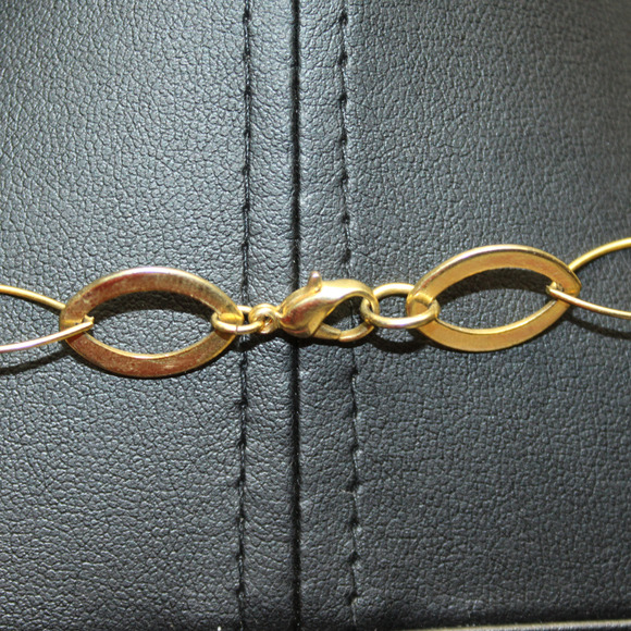 Long Gold Tone Oval Long Short Mixed Link Asymmetrical Simple Classic Necklace - Picture 3 of 6